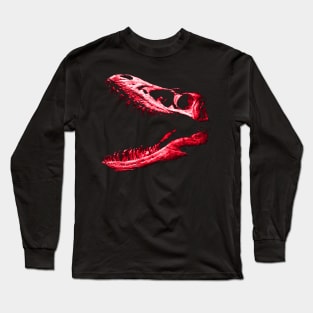 Dinosaur Skull Red Long Sleeve T-Shirt